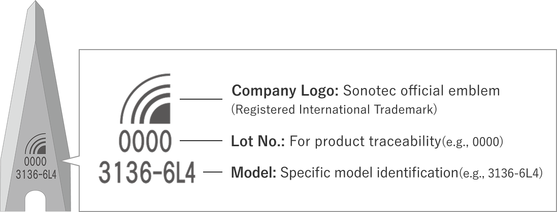 Company Logo: Sonotec of cial emblem 
(Registered International Trademark),Lot No.,Model